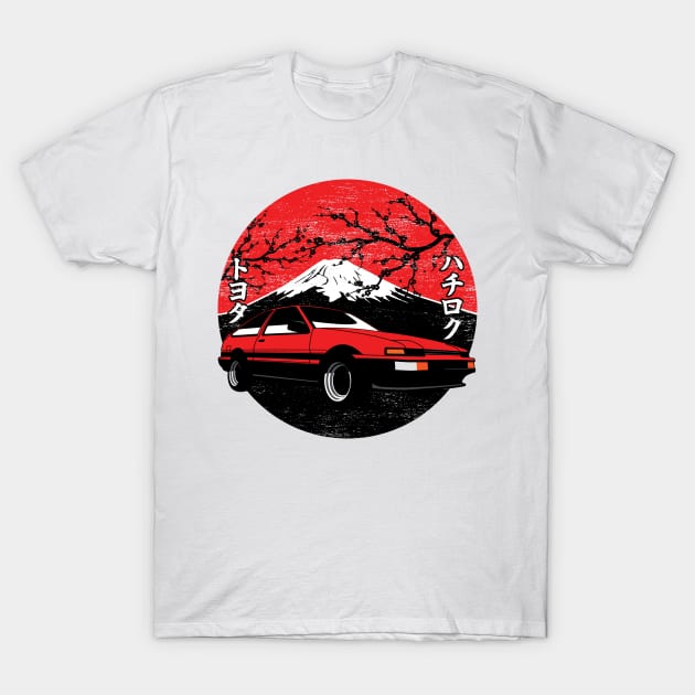 Mt Fuji Toyota Corolla AE86 T-Shirt by thesupragoddess